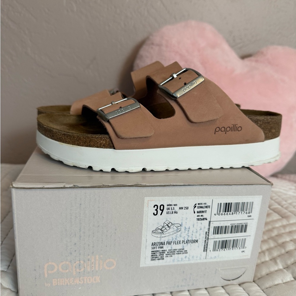 Papillio Birkenstock Arizona Pap Flex Platform Sandals - Soft Pink size 39